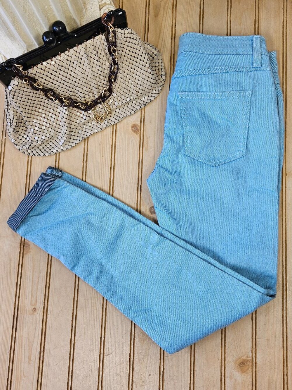 Nasty Gal Denim Size 24 Light Blue Cuffed Skinny Jeans Mid Rise Stretch Womens